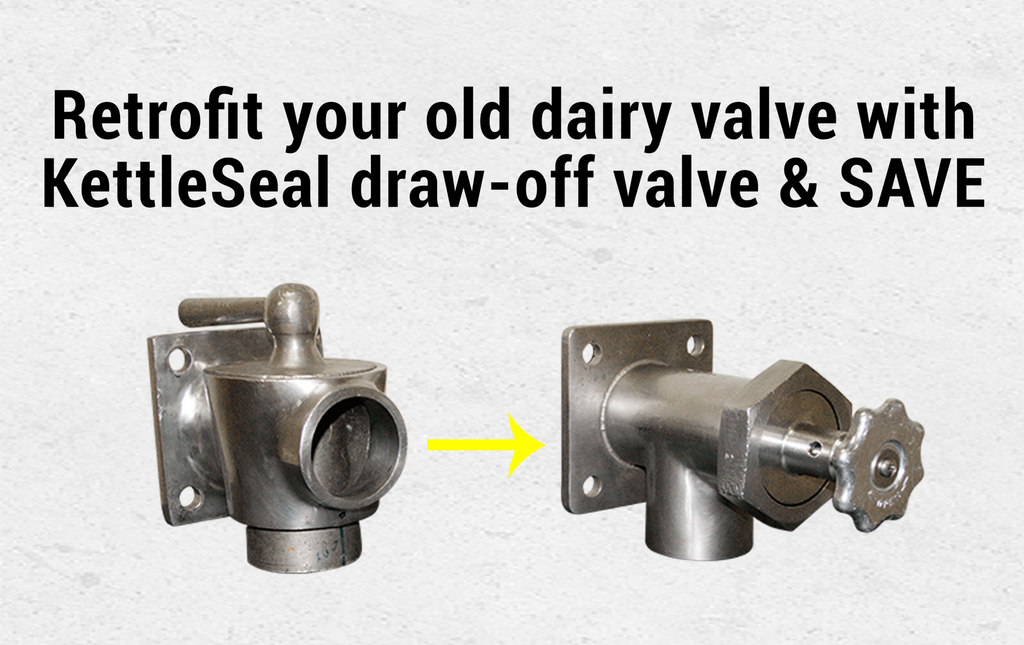 Our Retrofit converts old dairy valves to new T draw-off valves